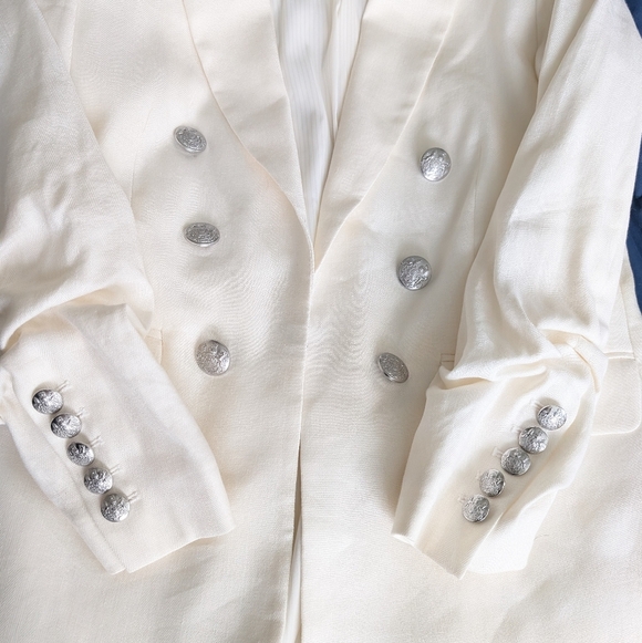 NWOT NEW Veronica Beard Size 6 Beacon White Linen Dickey Jacket Blazer Ruched - Picture 7 of 12